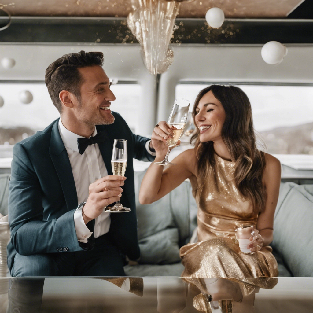 Mann und Frau mit Sektglas
