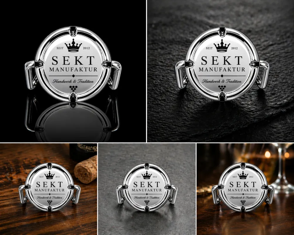 Corky-Sektflaschenverschluss silber-glaenzend mit Ihrem Logo